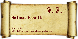 Holman Henrik névjegykártya